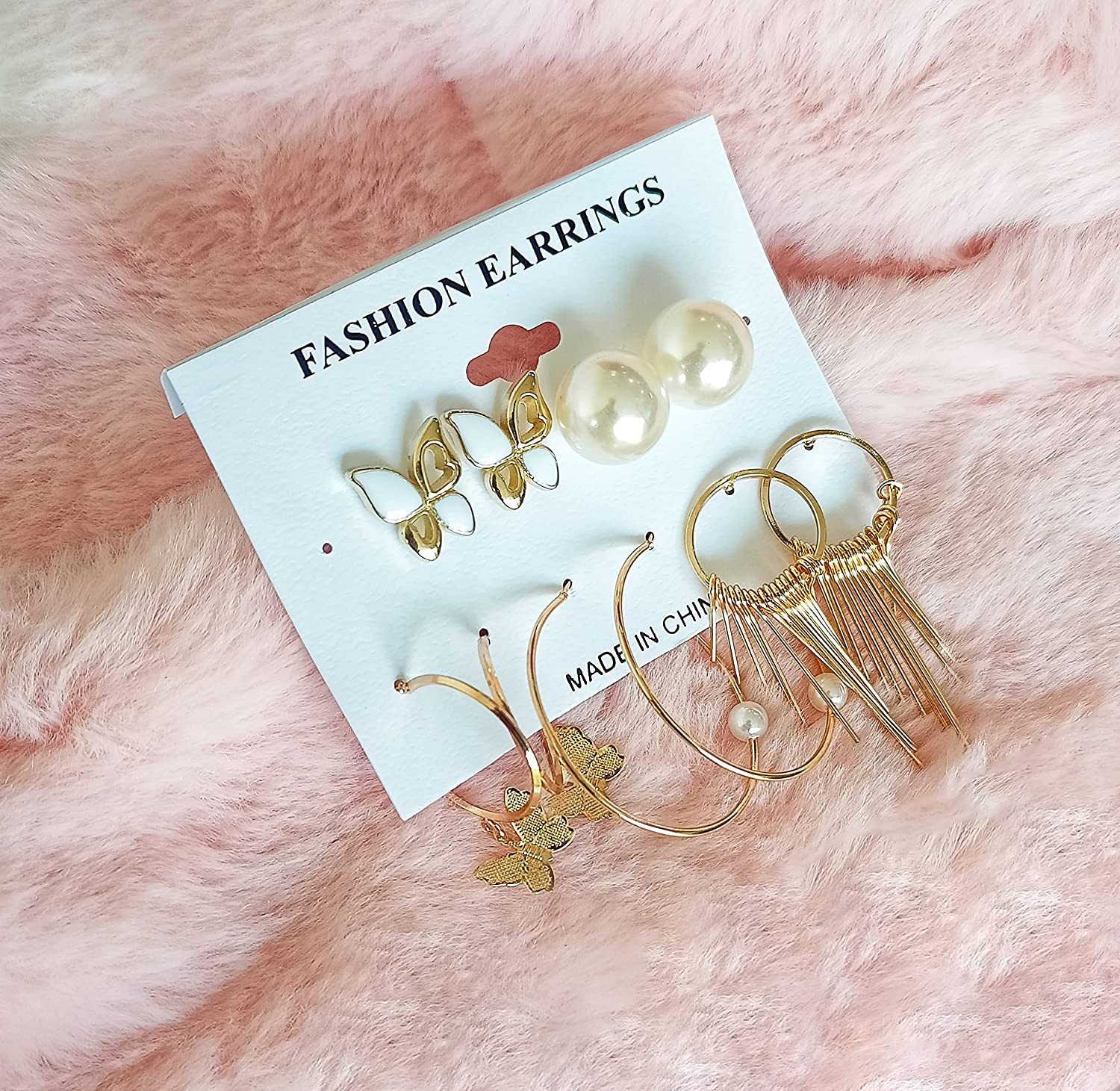 10790ER Set of 6 Gold-Plated Earrings
