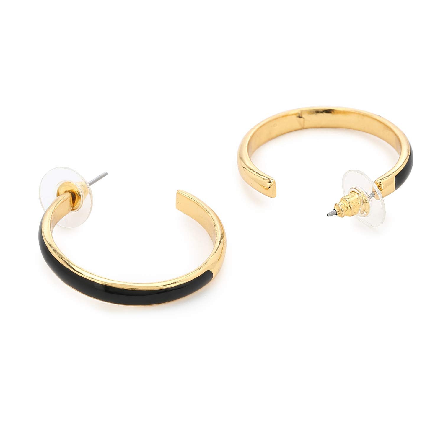 Yellow Chimes Earrings for Women and Girls Hoop Earrings for Girls| Gold Toned Combo of 2 Pairs White & Black Hoop Earrings | Birthday Gift for girls and women Anniversary Gift for Wife